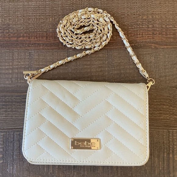 bebe Handbags - Bebe Sophia quilted crossbody quilted bag with gold detail